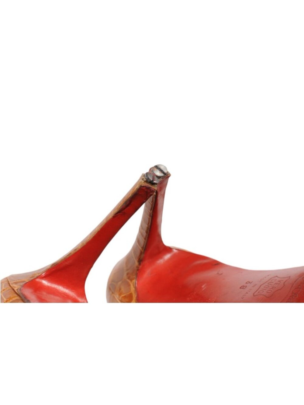 Christian Louboutin Kate Pumps US 8 IT 38 Tan Gold Crocodile 100MM Heels - Picture 15 of 16